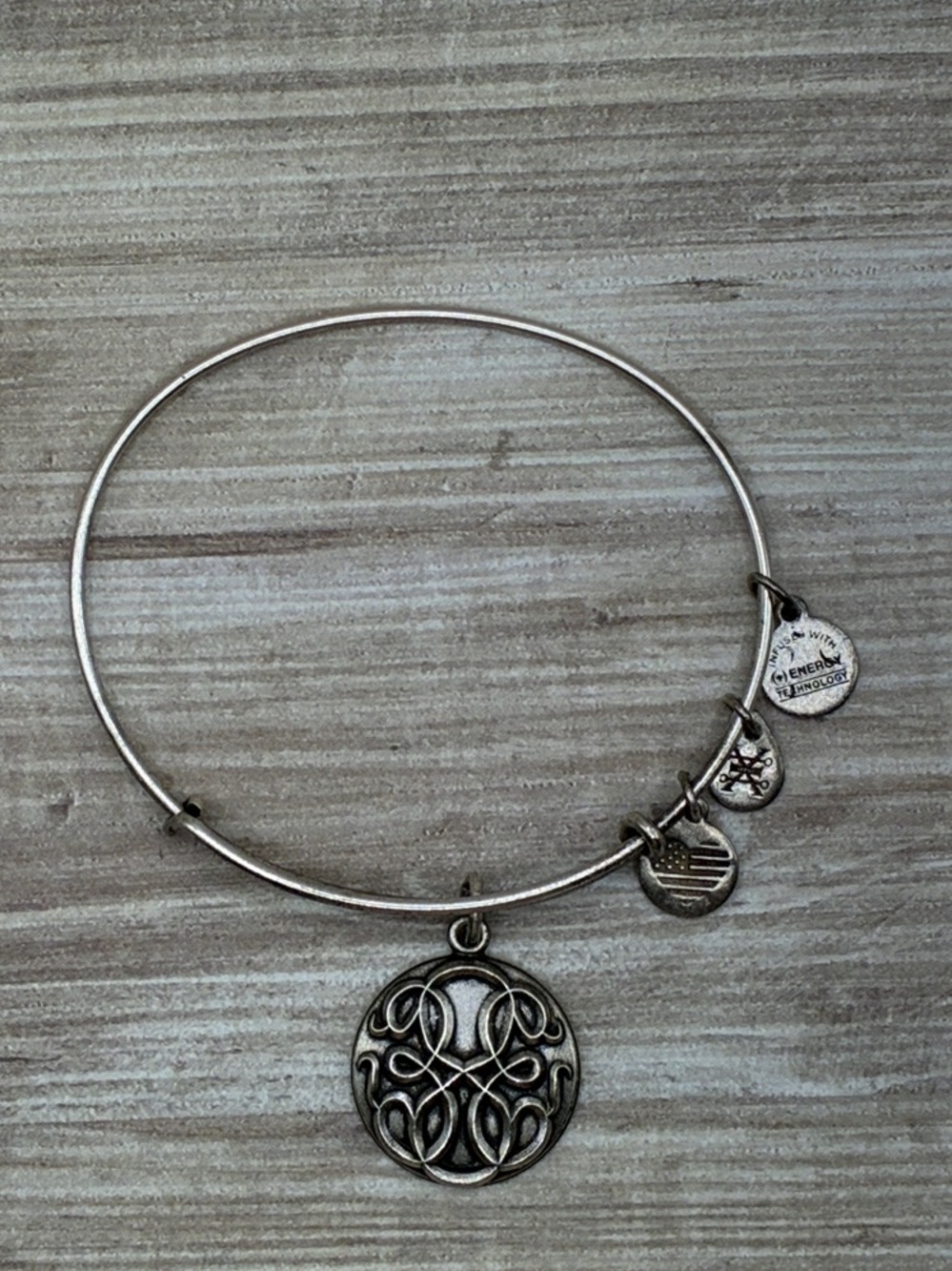 Alex and Ani Silver Charm Bangle with Path of Life Pendant
